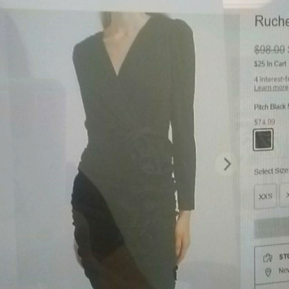 Ruched Ruffle Wrap Dress With Bow
